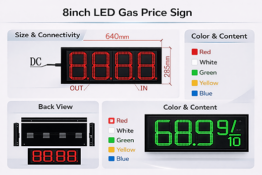 gas price signs8 Inch Professional LED Display